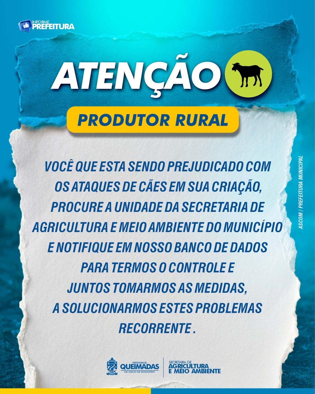 PREFEITURA DE QUEIMADAS E SECRETARIA DE AGRICULTURA E MEIO AMBIENTE COMBATEM ATAQUE DE CÃES EM CRIAÇÕES NA ZONA RURAL DO MUNICÍPIO