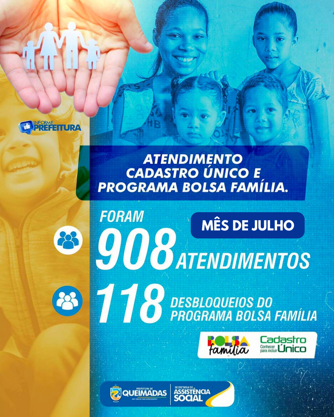 INFORMATIVO SEMAS: Atendimento Cadastro Único e Programa Bolsa Família - JULHO