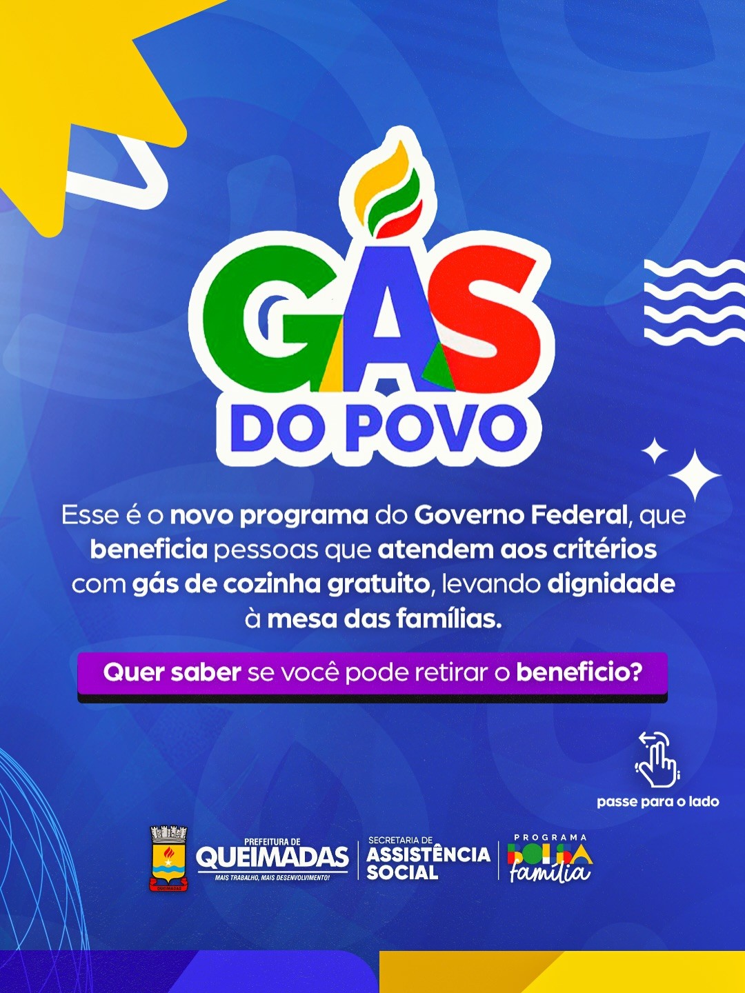 INFORMATIVO SMAS: Programa “Gás do Povo” - CONFIRA QUEM TEM DIREITO E COMO RECEBER O BENEFÍCIO