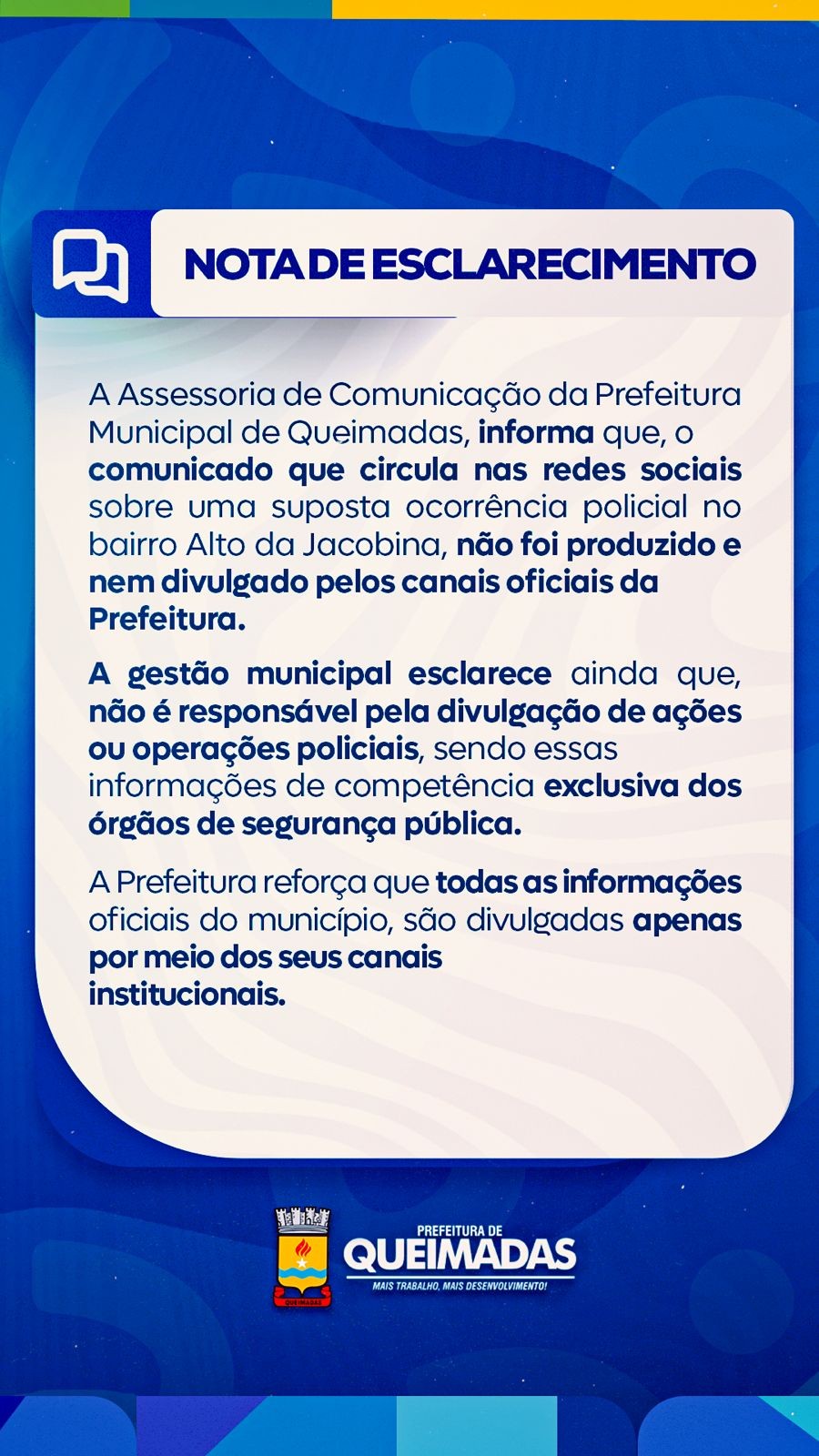 NOTA DE ESCLARECIMENTO